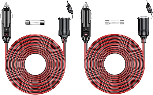 Miniatura 1 de Cable de extensión para encendedor de cigarrillos de 12 pies, 16 AWG x 2, cable de extensión de 12 V con enchufe para encendedor de cigarrillos para