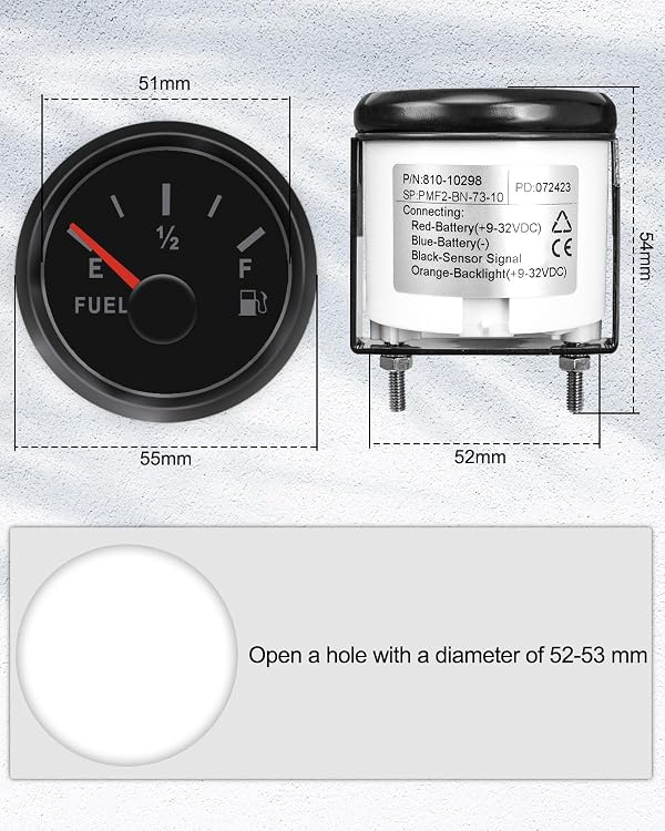 73-10 ohm Marine Fuel Lever Gauge 2" 52mm with Led Backlight by TIKSCIENCE - Used condition - Image 4