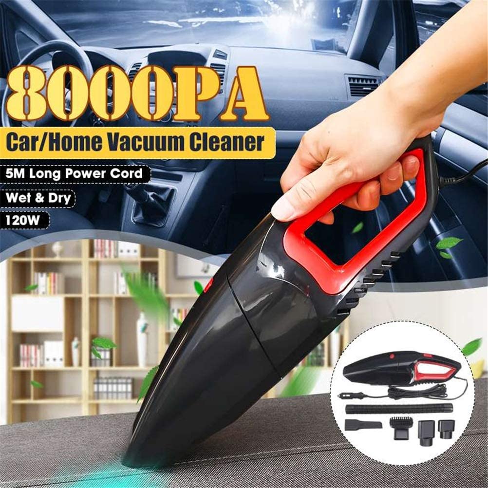 Aspirador de Coche de 120W y 8000pa de Alta succión para Coche, Aspirador Potente de Doble Uso húmedo/seco, minicoche de Mano de 12V