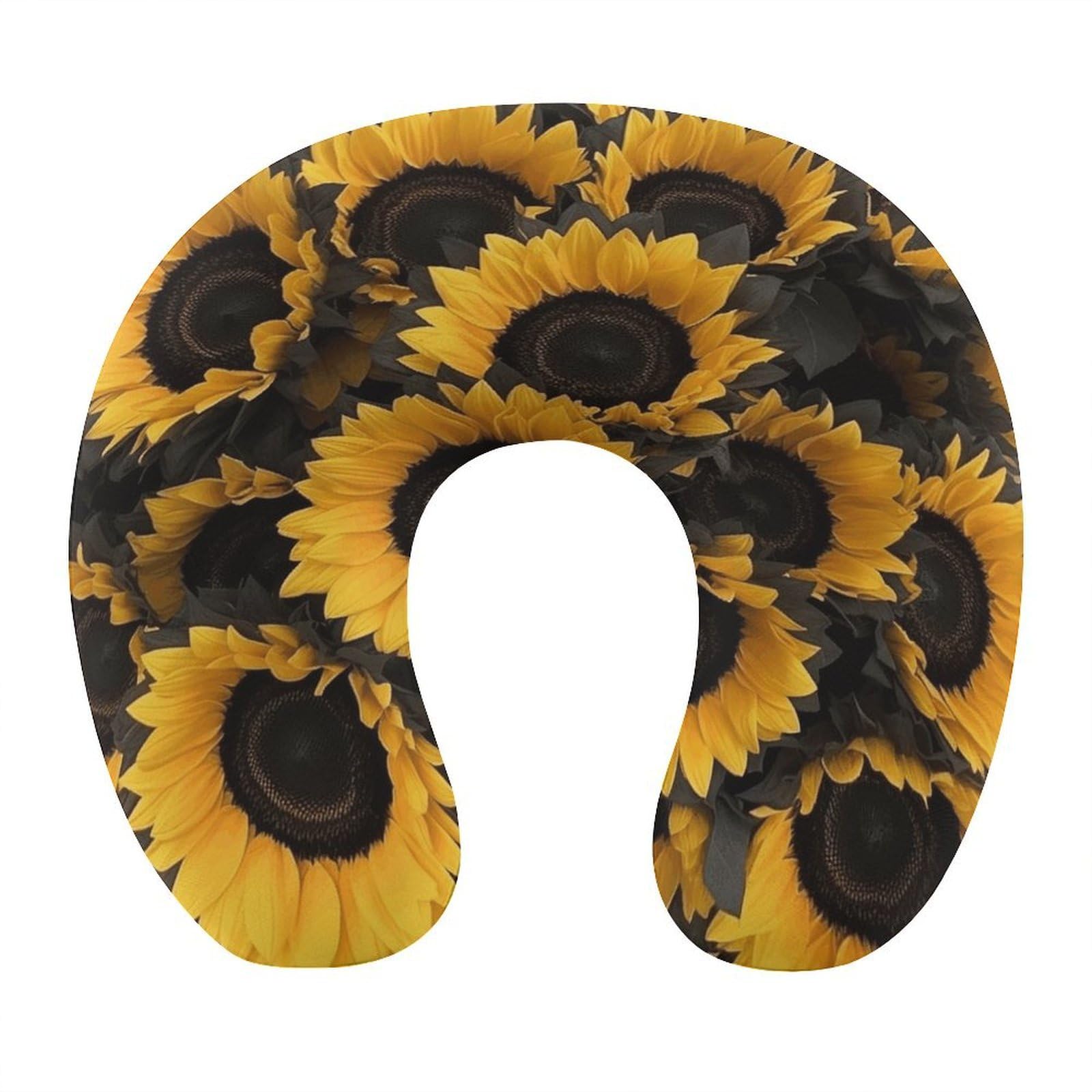 Btcowzrv Style A Bouquet Of Black Sunflowers U Shaped Neck Pillow Travel Pillows