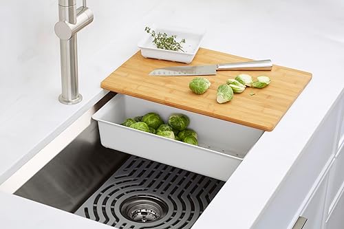 Miniatura 3 de KOHLER Fregadero de cocina Task K-80086-1PC-NA de doble montaje de acero inoxidable, fregadero de estación de trabajo de 27", grifo de 1 agujero,