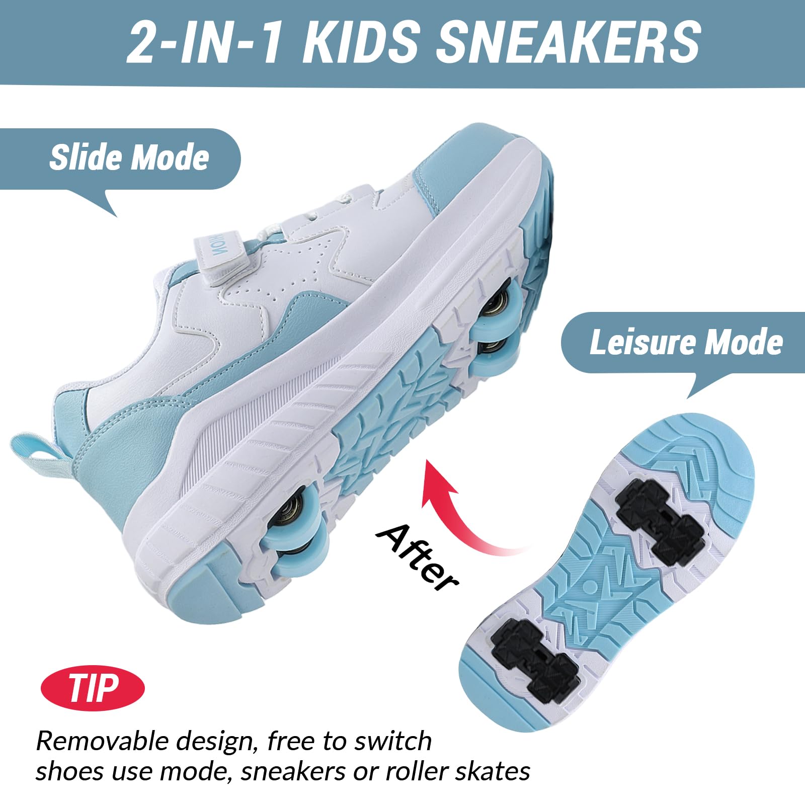 FANSU Chaussure à Roulette Garçons Filles, Chaussures a roulettes Enfant Retractable avec 4 roulettes, Basket Roller Fille pour Intérieur Extérieur