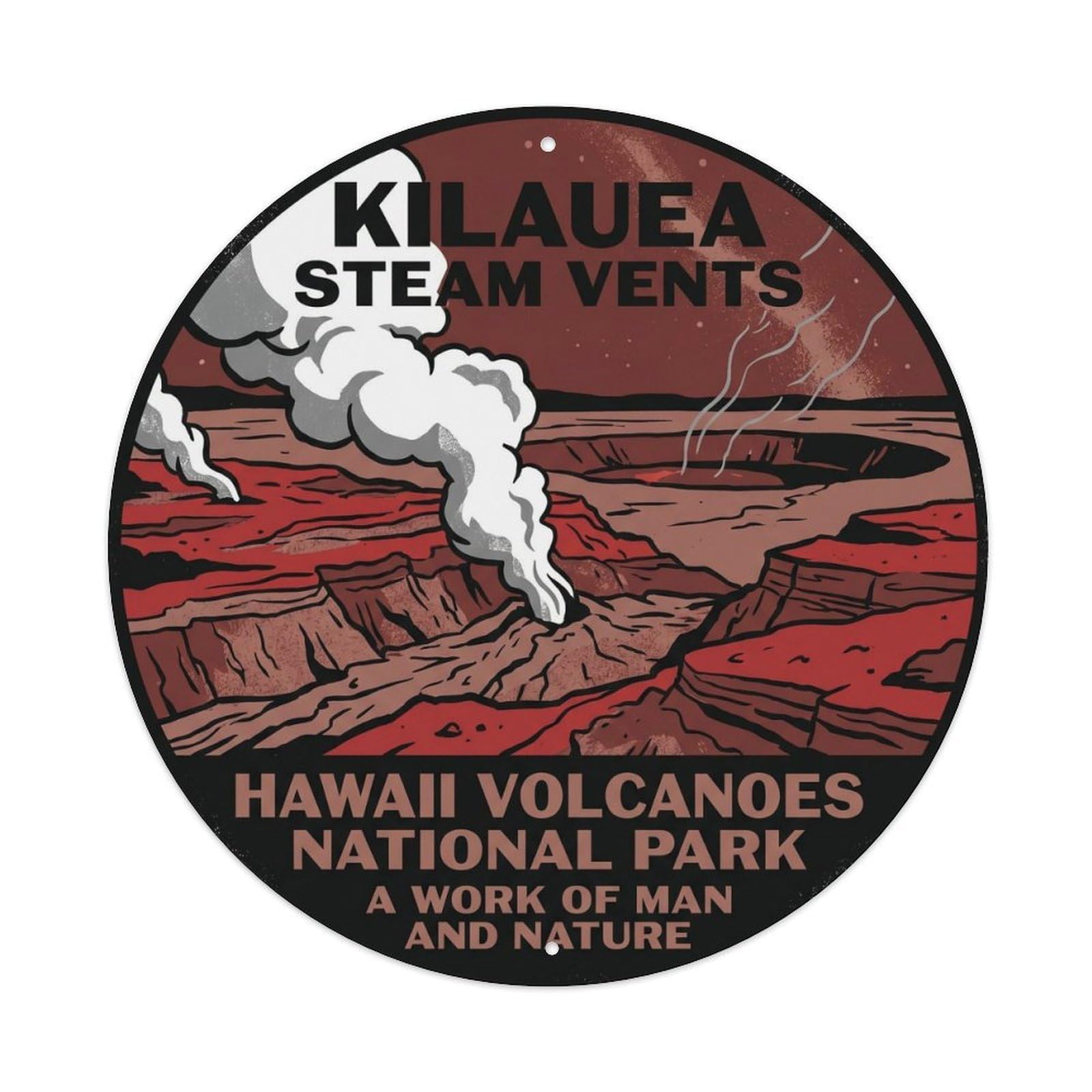 Kilauea Steam Vents Hawaii Volcano Crater Rim Lava Metal Tin Sign