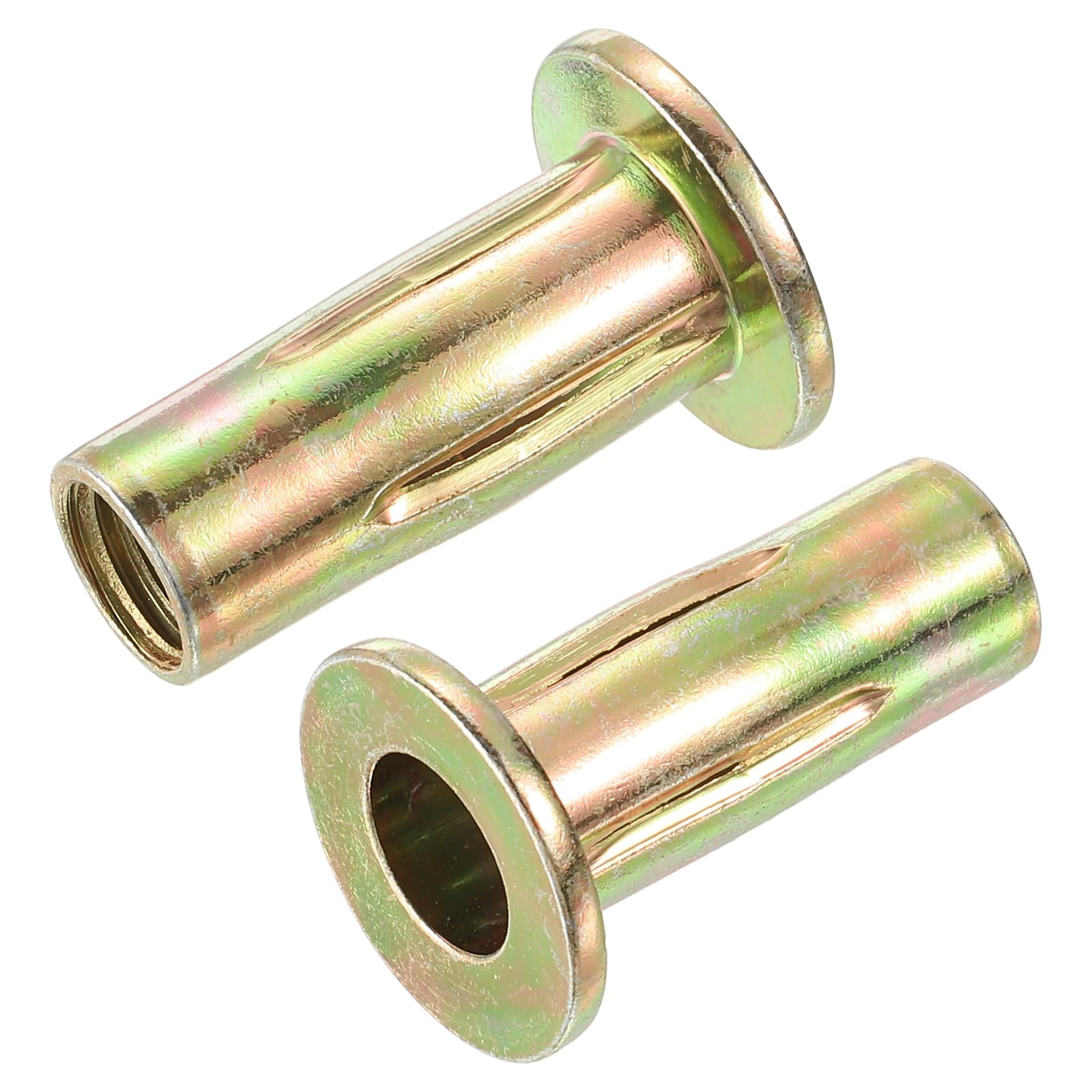 uxcell Multi-Grip Rivet-Nut, M10 Pre-Bulbed Shank Carbon Steel Color-Zinc-Plated Flat Head Threaded Insert Nut 10Pcs