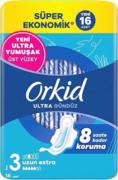Orkid Ultra Hijyenik Ped Uzun Extra Boy 3 S per Ekonomik Paket 16 Adet Ped