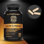 Nutratology® Organic Lion's Mane Mushroom Capsules - Nootropic Functional Mushroom Supplements Made With 40% Polysaccharides & >20% Beta-Glucan | Supports Memory, Cognition & Brain Health - 120 Count