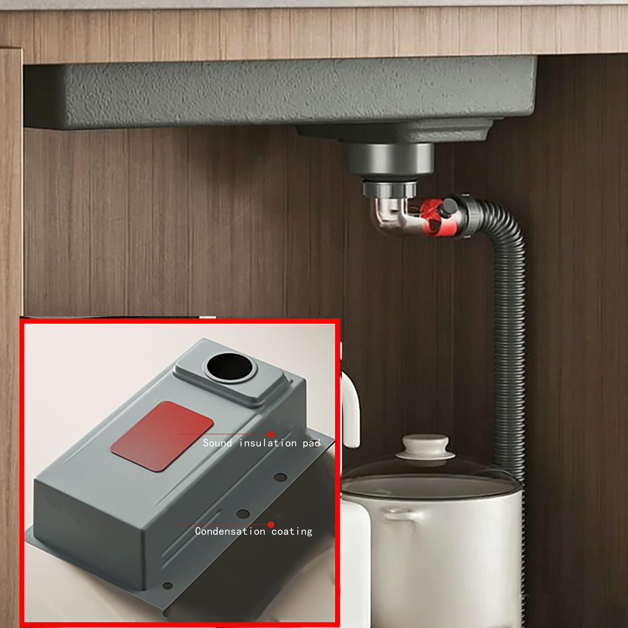SC Fregadero De Cocina Individual De Acero Inoxidable, Con Kit De Desagüe Y Colador, Apto Para Cocina Y Balcón(B)