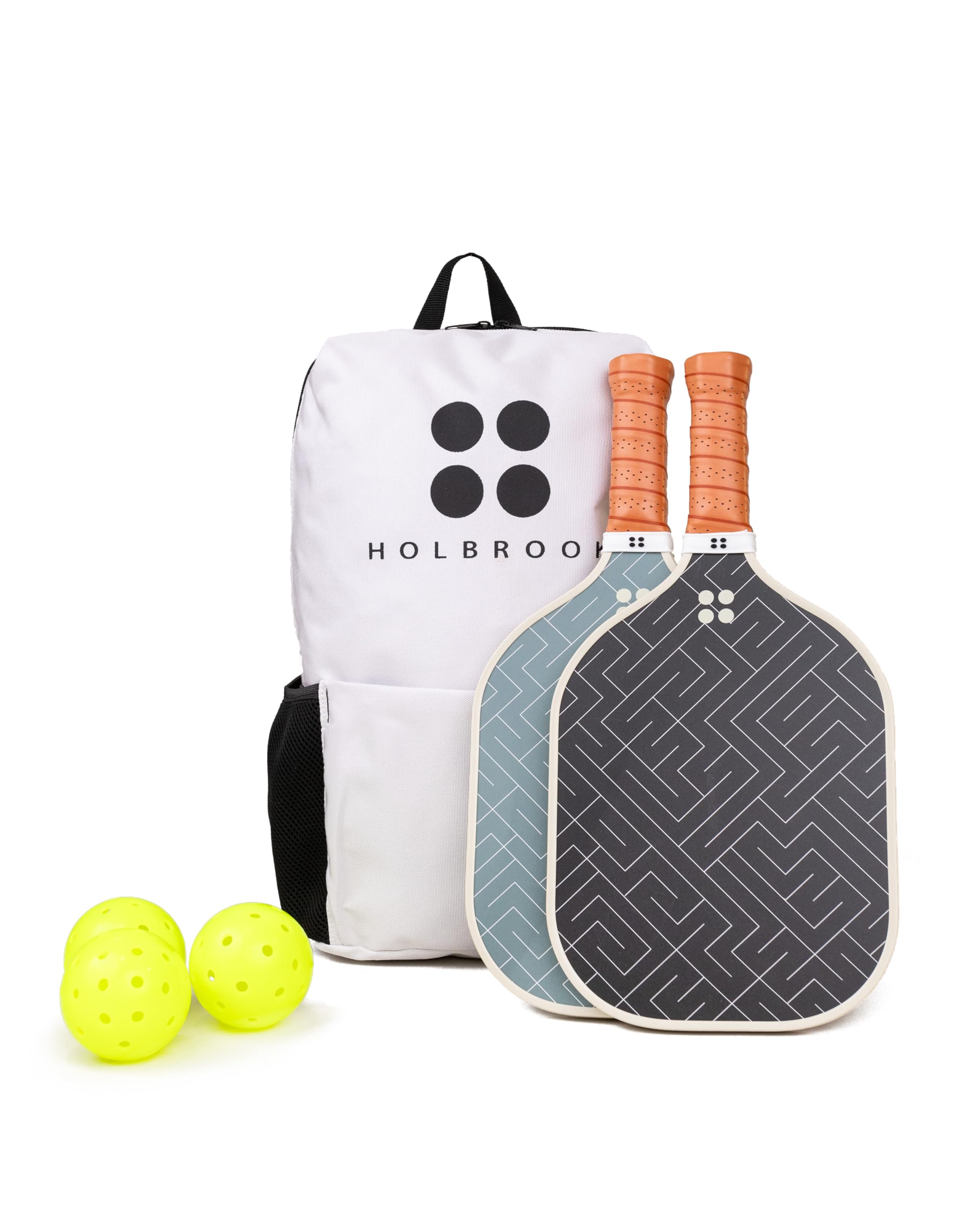 Holbrook's Rove 2: Pickleball Paddles Set of 2 Including 3 Outdoor Pickleball Balls, and Backpack to Carry it All | Fiberglass Paddle Surface for Any Skill Level