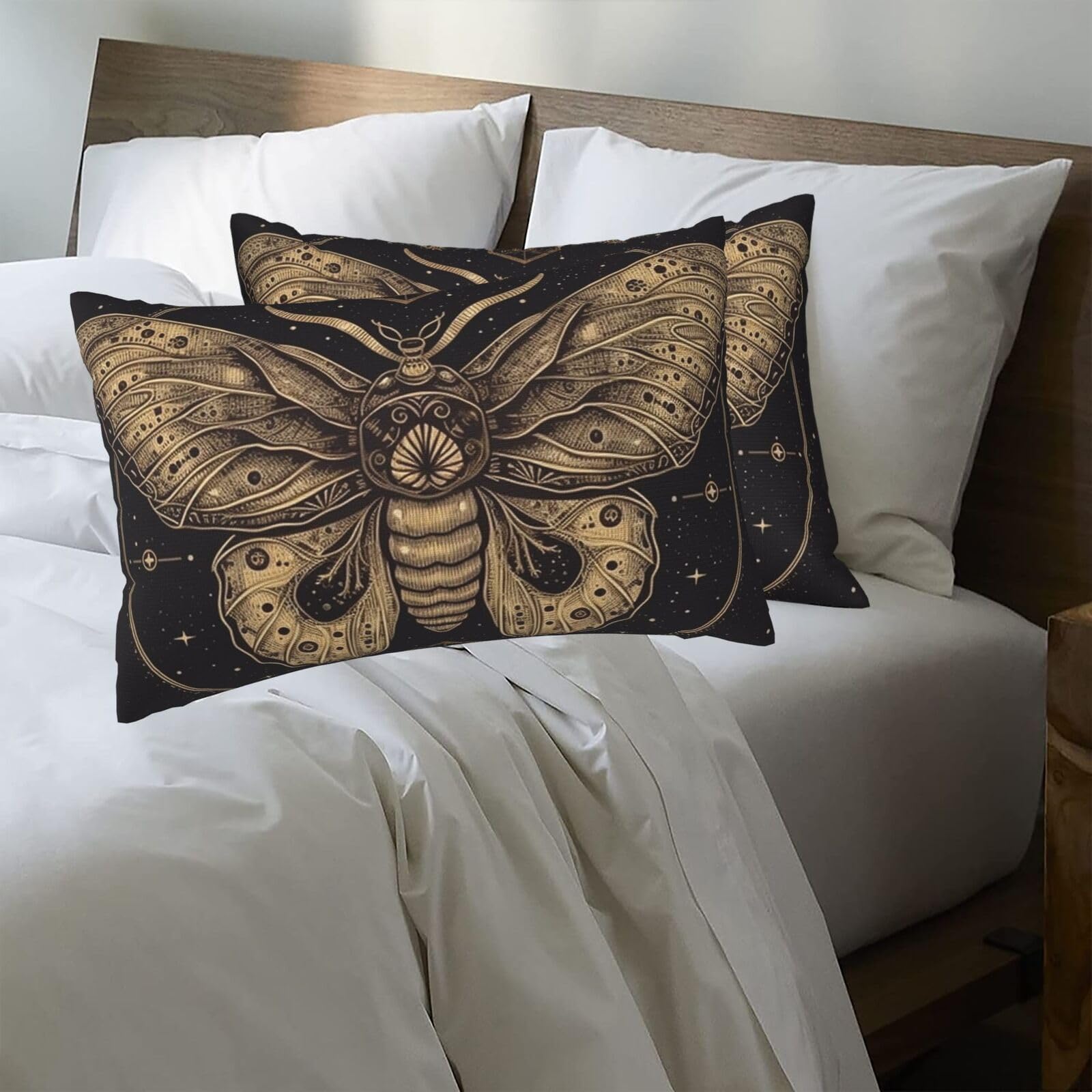 Moth Standard Pillowcases 20x30in Sets of 2, Ultra Soft Microfiber Plush Pillow Cases Comfort Decorative Throw Pillow Cover with Hidden Zipper for Bedroom, Sofa, Couch