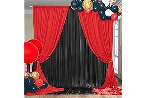 10x10ft Black and Red Party Backdrop Curtains