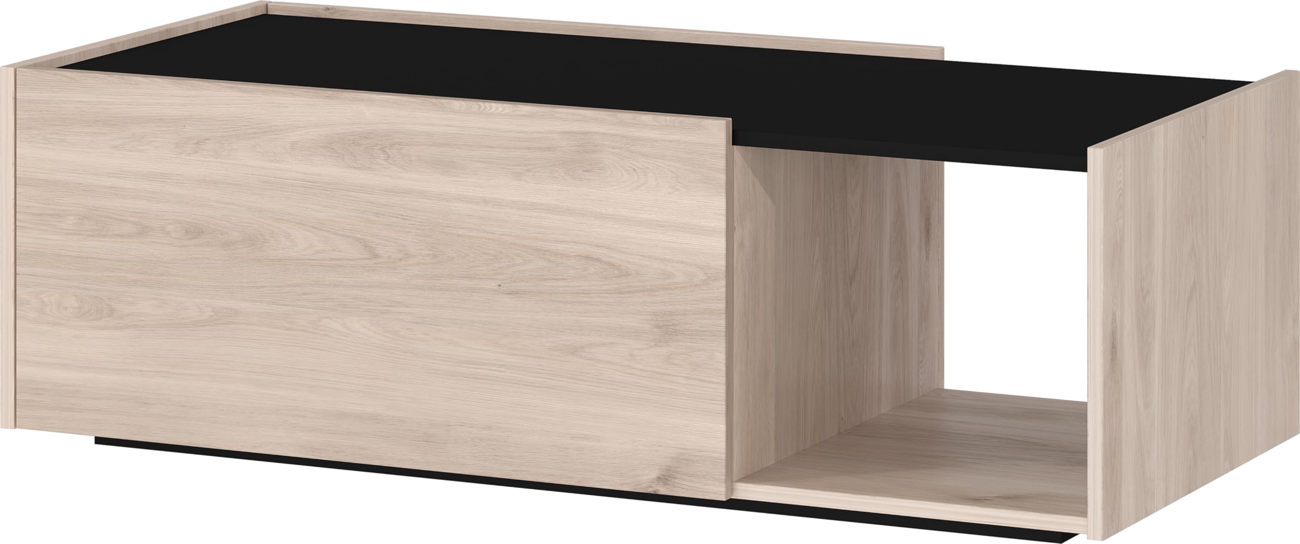 Table basse Germania GW-Cantoria chêne et noir 112x37x53 cm avec 2 volets