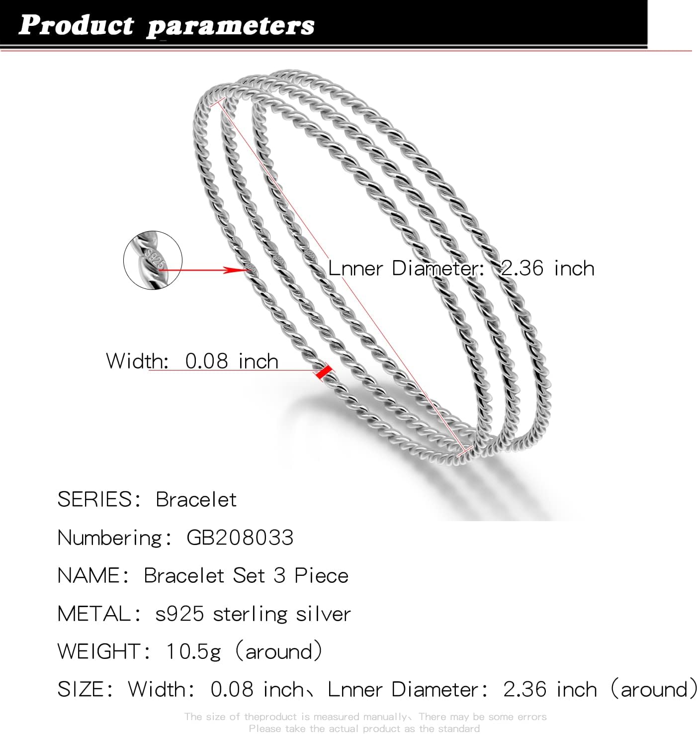 H&Beautimer Solid 925 Sterling Silver Bangle Bracelet 0.08'' Twisted/Glossy Bracelet for Women Girls 24K Gold/Rose Gold Round Bangle 1/2/3 Loop Party Jewelry Thanksgiving Gift