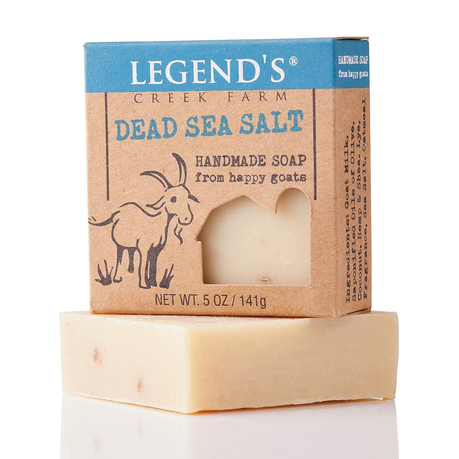 Legend's Creek Farm Goat Milk Soap - Cleansing Moisturizing Bar for Hands and Body - 5 Oz Creamy Lather, Nourishing, Gentle Natural Soap for Sensitive Skin (Dead Sea Salt, Pack of 3)