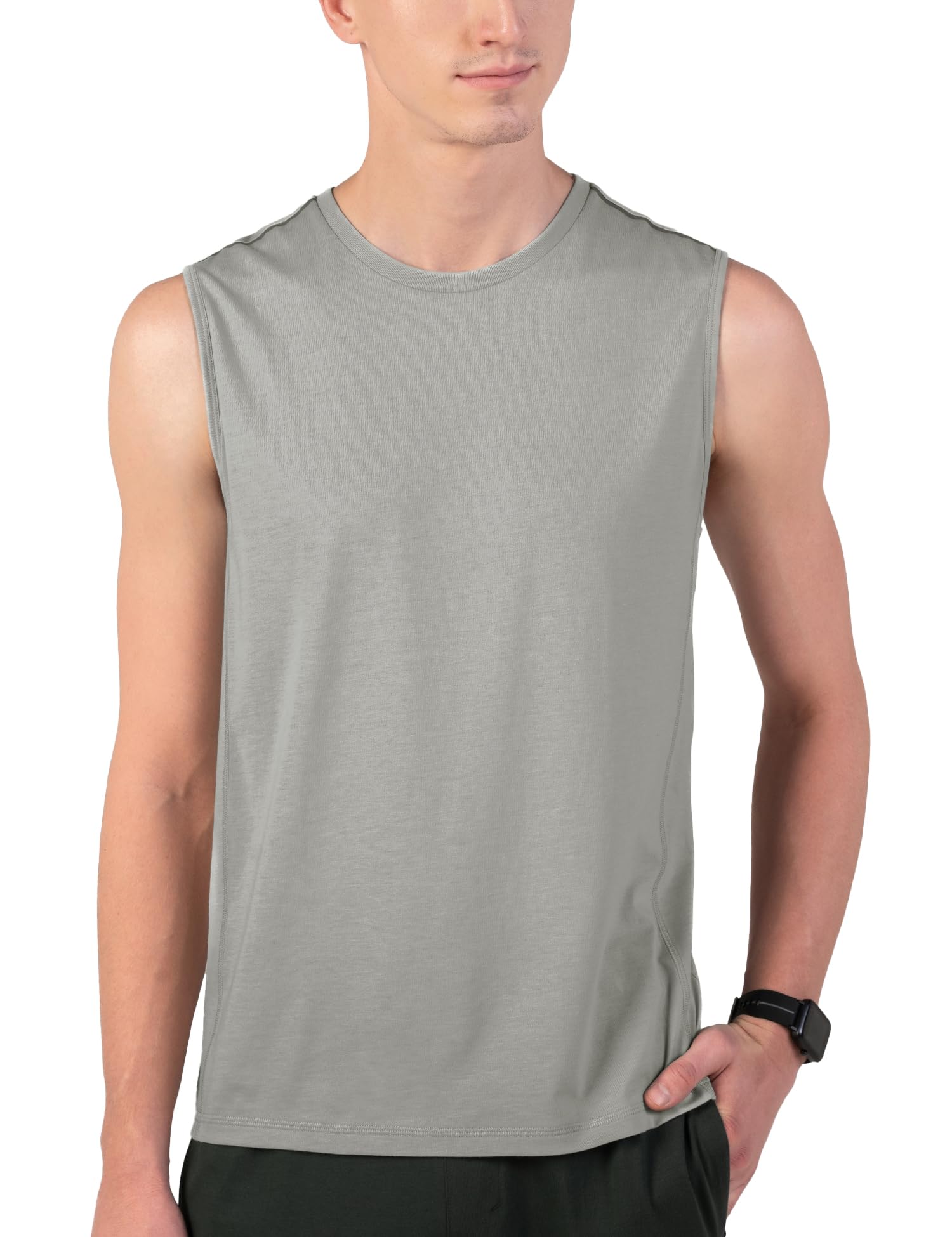 Men's Cotton Blend Regular Fit Breeeze Gym Vests Workout, Ultra-Lightweight Gym Sando, Anti-Fade Cotton Blend Tank Top, Quick-Dry Sleeveless Vest