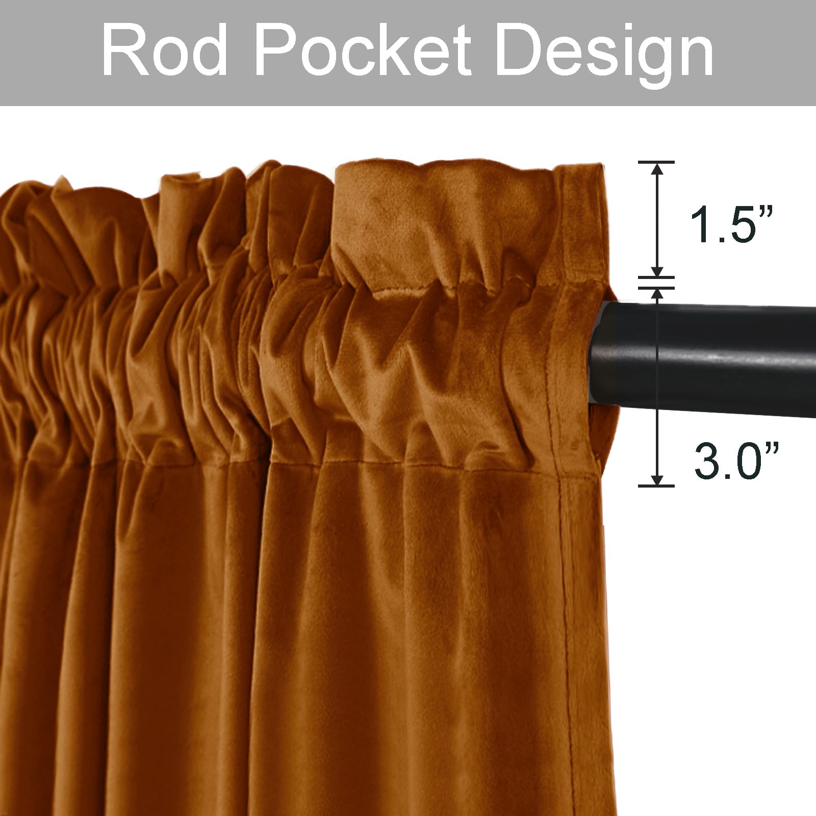 JIUZHEN Lot de 2 Rideaux occultants de fenêtre en Velours épais à Isolation Thermique avec embrasses, Rouge Terre Cuite, 213,4 cm, 132,1 x 213,4 cm (l x L), Rouge Terre Cuite