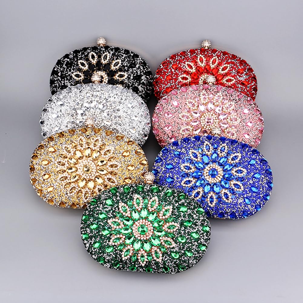Bunt Strass Abendtasche Glitzer Kristall Handtasche Diamant Clutch Abendtasche Mit Abnehmbarer Griff Schulterkette Elegant Kettentasche Umhängetasche für Hochzeit Abschlussball Goldbunt