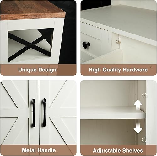 Miniatura 7 de Befrases Armario de almacenamiento blanco con puertas y cajones, armario de despensa de cocina independiente, armario de almacenamiento de piso para