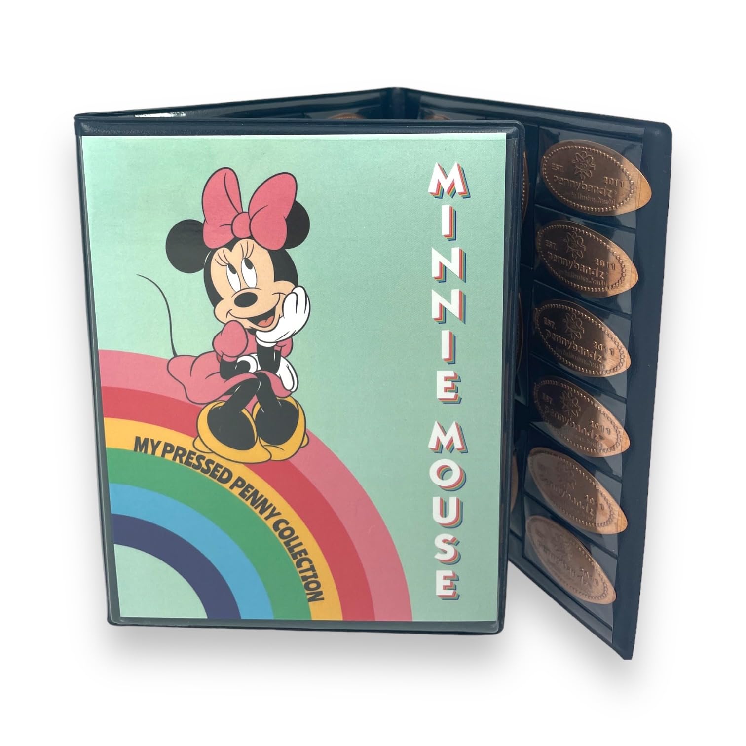 Pennybandz Penny Postcard Tri-Fold Pressed Penny Collector Book Holds 60 Pressed Pennies and Your Favorite Postcard for Your Cover (Minnie Mouse