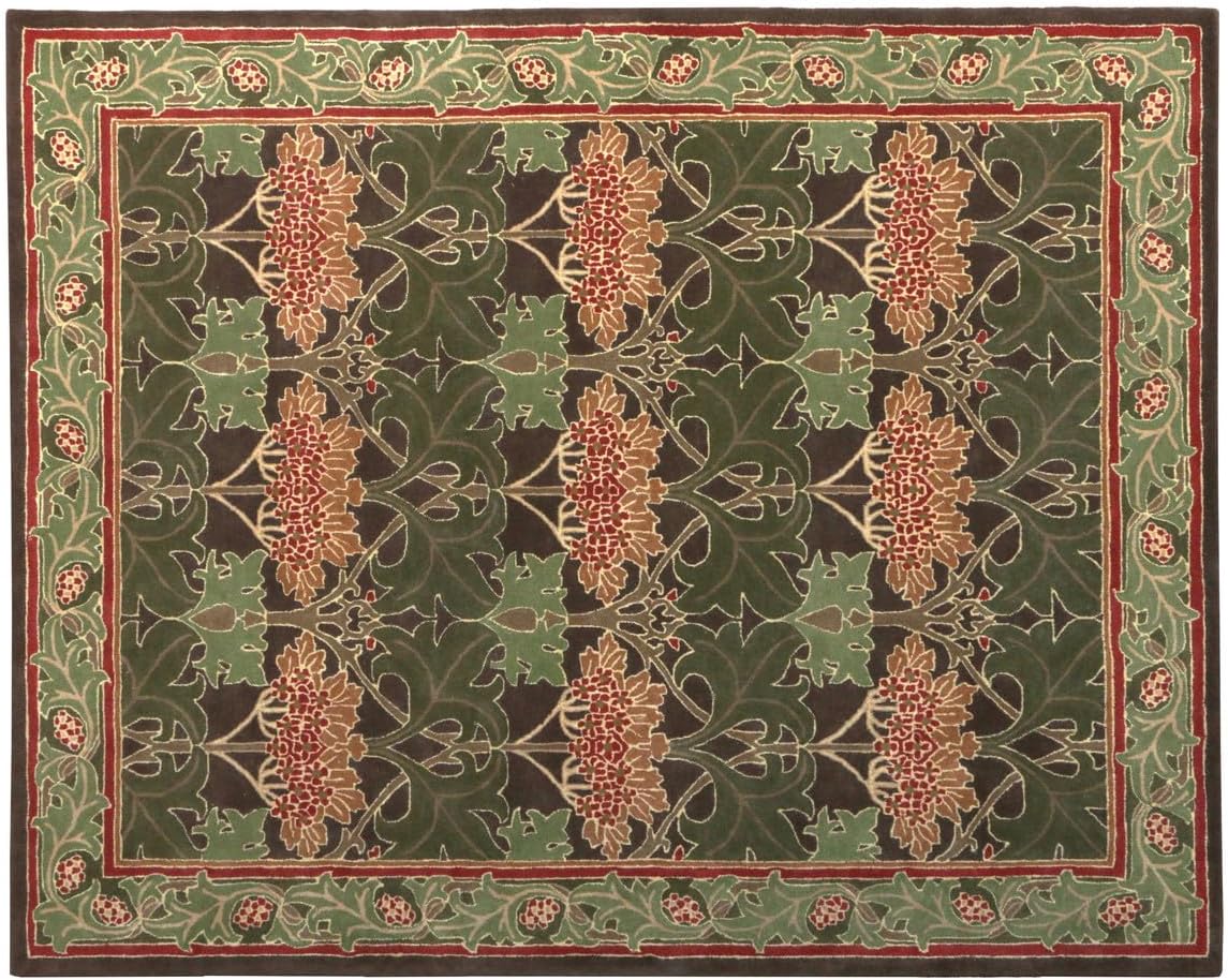 Hand-Tufted Wool Area Rug, Soft & Durable, Traditional Floral Carpet for Living Room, Bedroom, Dining Room, Entryway and Hallway, Luxurious Indoor Home Decor Floor Green