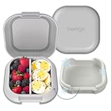 Chill Mini Leak-Proof Lunch Box – Built-In Ice Pack Keeps Food Cold&comma; 2&period;7-Cup Capacity for Snacks or a Sandwich&comma; 3 or 4 Compartments&comma; PFAS & BPA-Free&comma; Ideal for Adults & Kids 3&plus; &lpar;Crisp Grays&rpar;