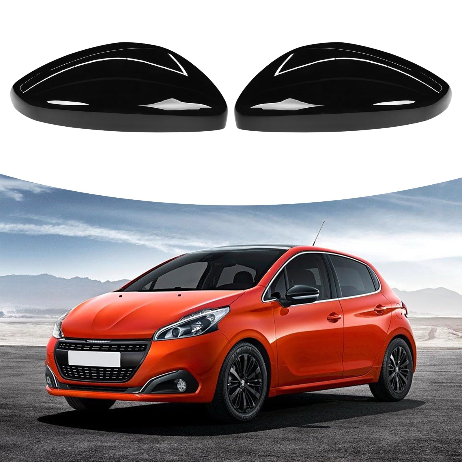 TTCR-II 2 PCS Calotte Specchietti Compatibile con Peugeot 208 Copri Specchietti 2012 2013 2014 2015 2016 2017 2018 2019 Calotta Specchietto 208 Peugeot Copri Specchietto (Nero brillante)