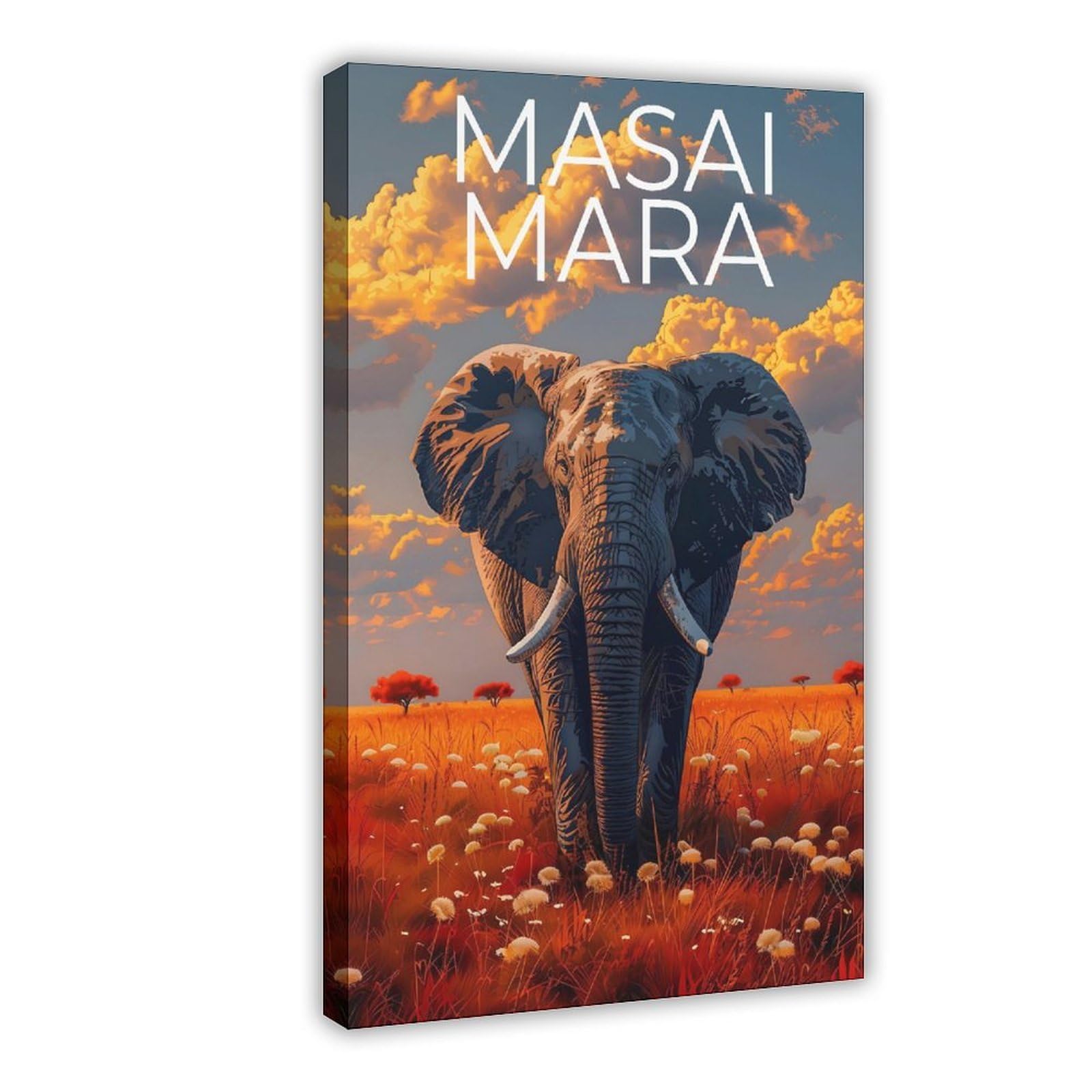 Bareronor Majestic Elephant Poster (2) Canvas Poster Bedroom Decor Landscape Office Room Decor Gift 12" L X 18" W