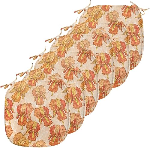 Vista 416 de Lunarable Orient - Cojín de asiento para silla, curlicues florales orientales con elementos artísticos venecianos, hojas de follaje, damasco a