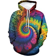 Men's 3D Printing Tie-Dye Hoodie Mysterious Colorful Totem Sweatshirts Pullover,Green,4XL