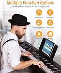 KONIX clavier pliable pour piano, 88 Key Full Size semi-pondéré Piano clavier, Bluetooth Portable Piano de clavier électronique avec support de partition, Sustain Pedal et sac de piano, noir