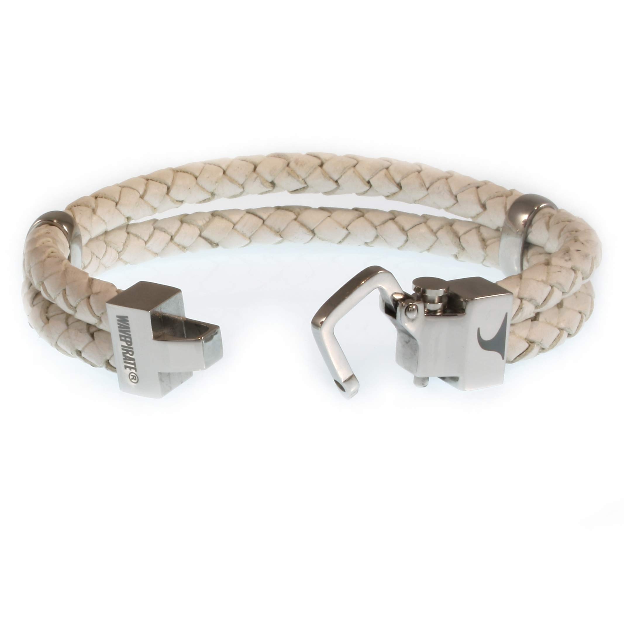 Echt Leder-Armband TURN F Weiss Herren-Armband Männer-Armband Geschenkbox Magnetverschluss Edelstahl