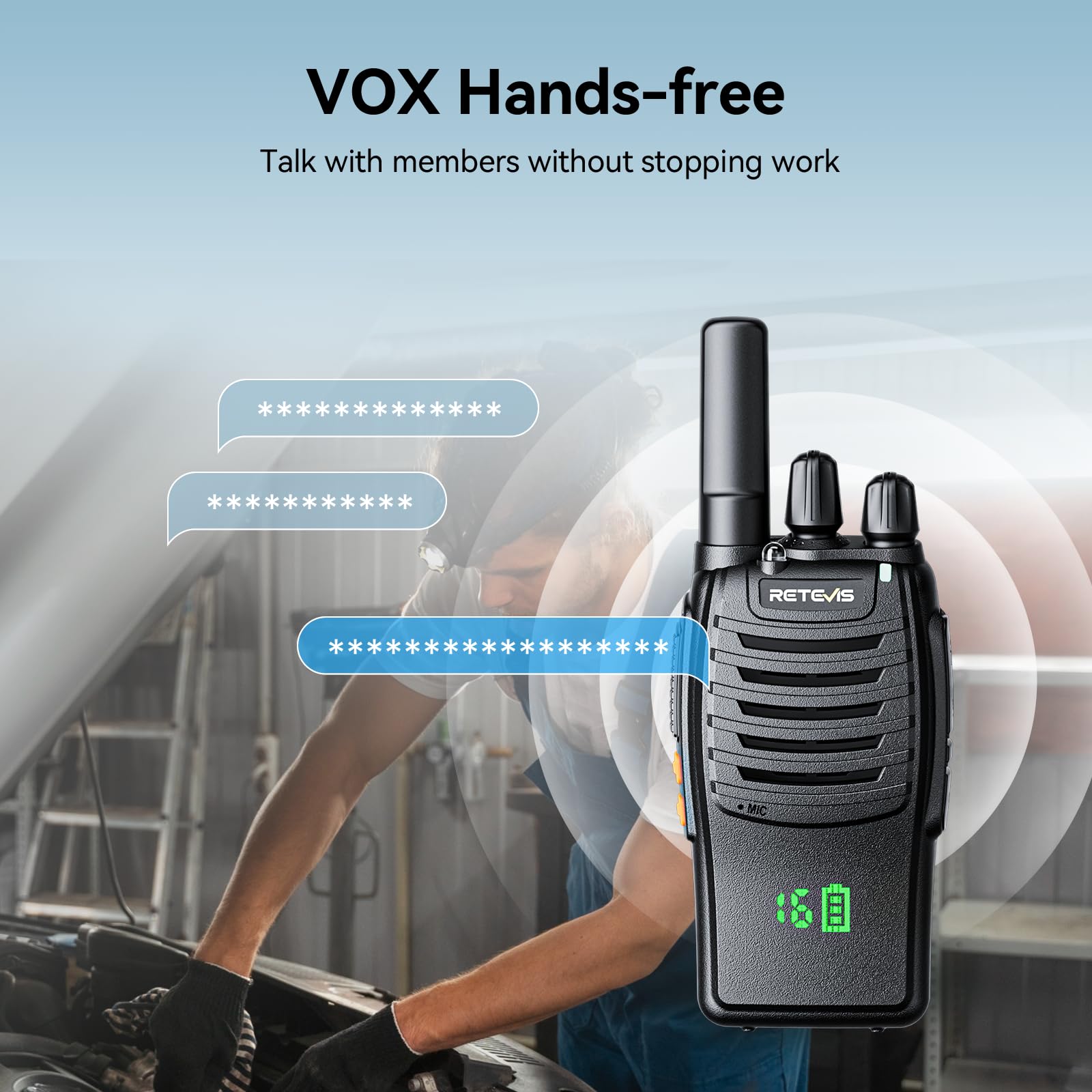 Retevis H777H Talkie Walkie, Talkie-Walkie Professionnel avec Écran, Charge de Type C et USB Chargeur, Walkie Talkie Longue Portée PMR446, VOX, Alarme Clignotantel pour Camping(Noir,3 Pcs)