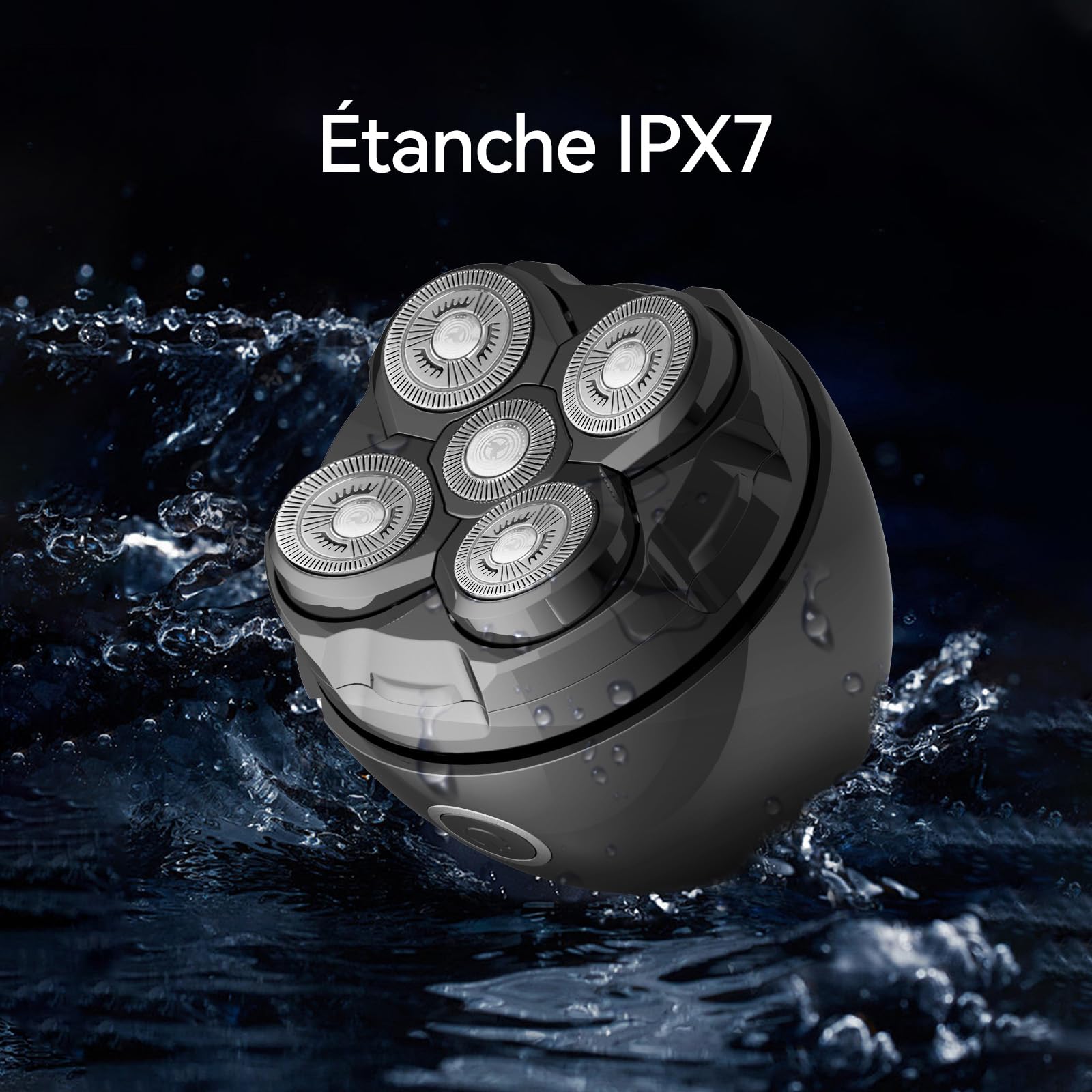 Rasoir Tete Chauve Homme, 5D Tête Magnétique Rasoir Electriques Hommes Étanche IPX7 Wet & Dry tondeuse crane chauve 120 mins d'autonomie tondeuse cheveux hommes Chargement USB-C