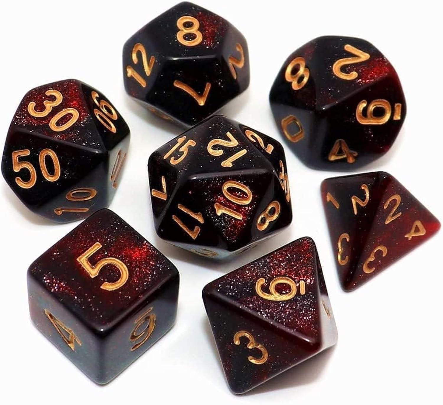 THE WHITE SHOP Polyhedral Dice Set - Red & White Dice for Dungeon and Dragons D&D, MTG, 7-Die RPG Set (Blue)