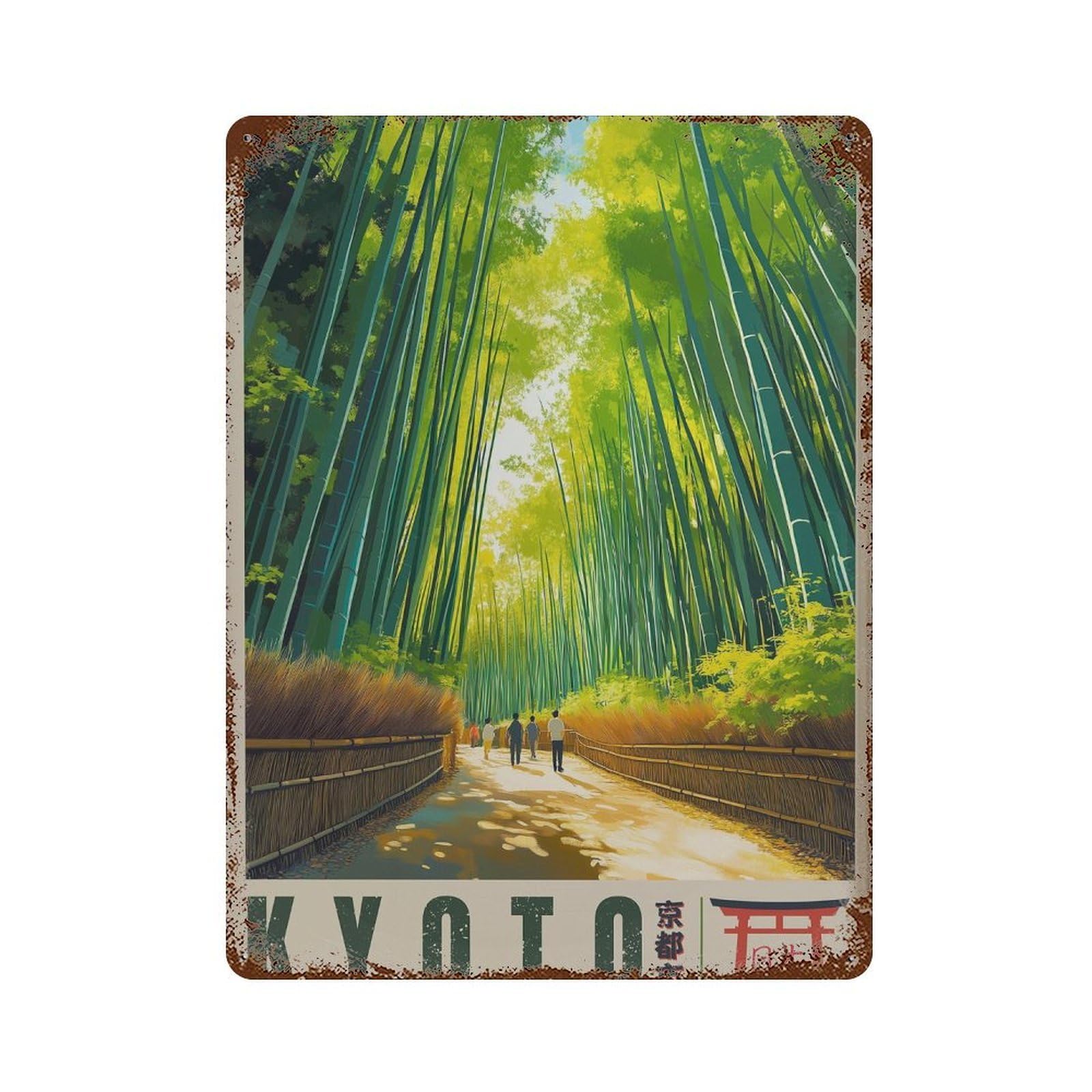 xiaoxiaoshen Kyoto Bamboo Forest Japan Travel Sagano Artwork Wall Decor Art Metal Tin Poster Modern Home Decor Art Home Bar Shop Decorations Vintage Sign 40x30cm