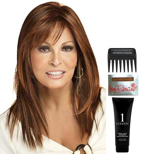 Bundle - 5 artículos Show Stopper por Raquel Welch Wig, Christy's Wigs Q & A Folleto, Champú para peluca, gorra de peluca y peine de dientes anchos