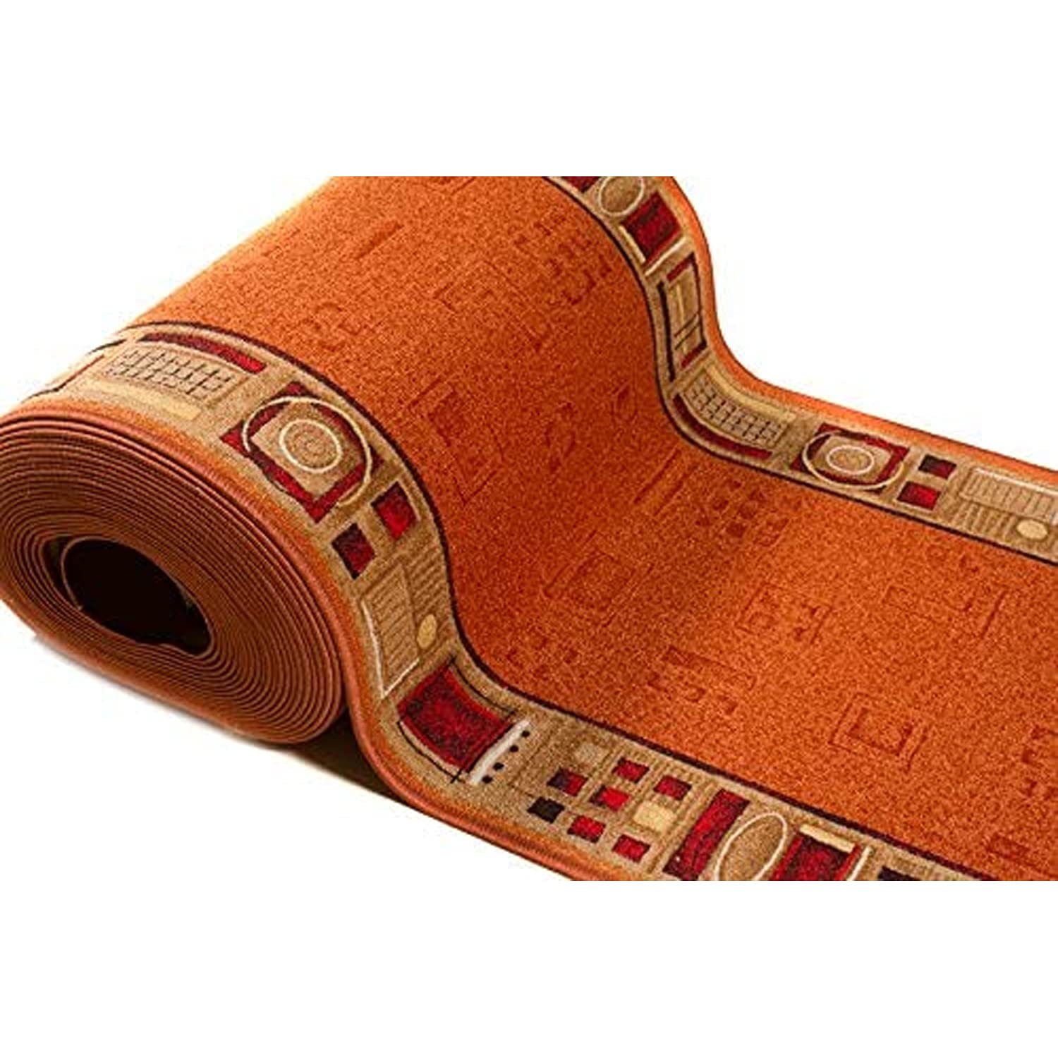 Carpeto Rugs Tappeto Cucina Antiscivolo Lavabile Moderno a Pelo Corto - Tappeto per Cucina Moderni - Tappeto Corridoio - Tappeto Passatoia Cucina - Arancione Beige - 67 x 525 cm