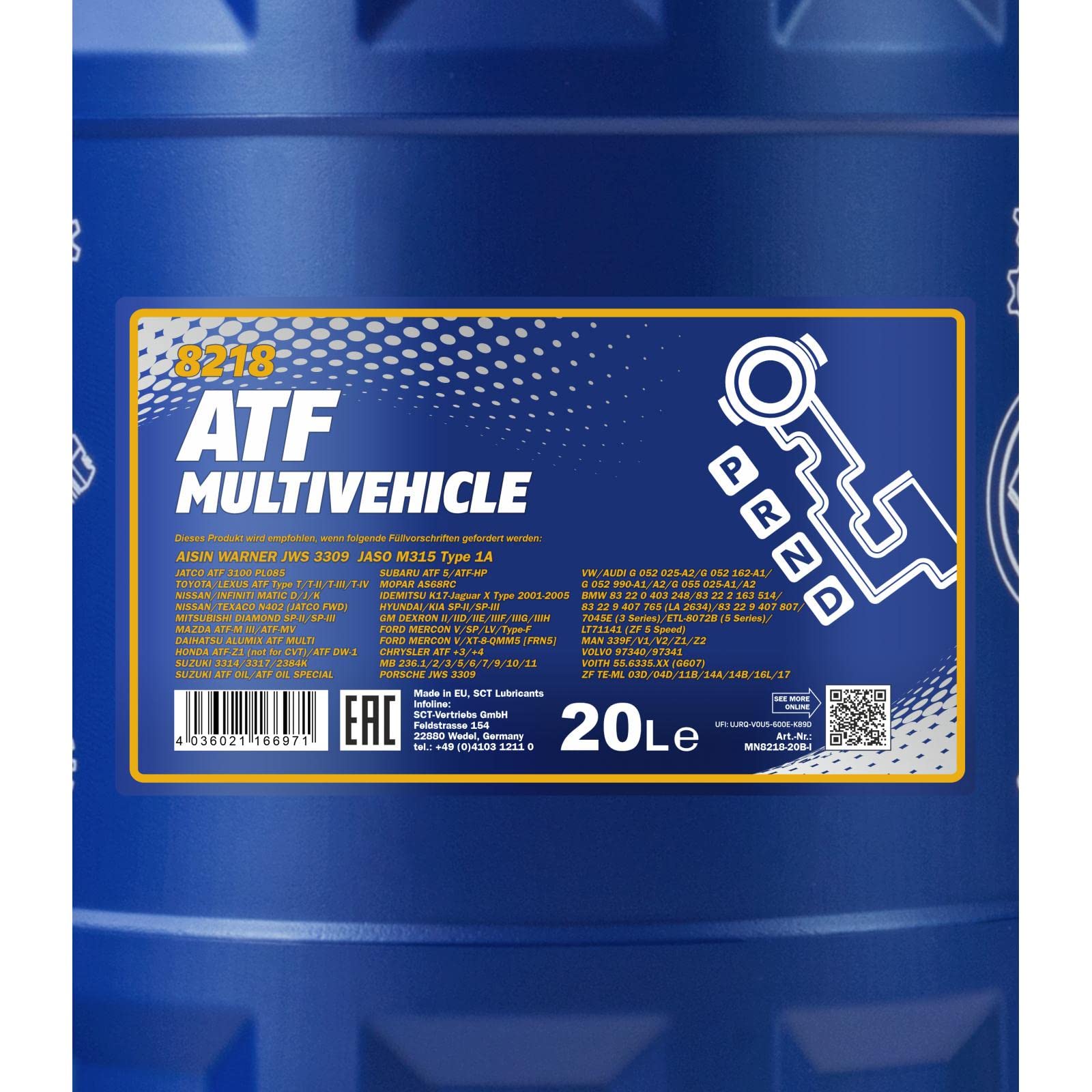 MANNOL MN8218-20 Aceite para transmisión automática Aceite de caja de cambios automática Aceite ATF Aceite para caja automática | ATF Multivehicle,