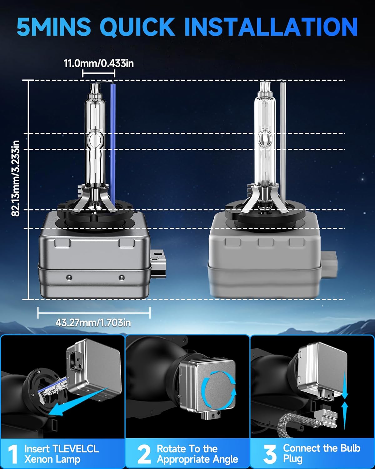 Fit for Cadillac 2003-2013 CTS 2006-2011 DTS STS 2004-2009 SRX D1S HID Xenon Headlight Bulbs, Upgraded 35W High Low Beam Bi-Xenon Light Bulb Replace, Super Bright 8000K White Blue, Pack of 2