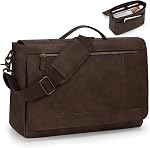 RAINSMORE Sac de messager en cuir 15.6 Sac d'ordinateur portable de pouce pour hommes Vintage mallette Grand sac d'informatique Sac Satchel Sac de travail