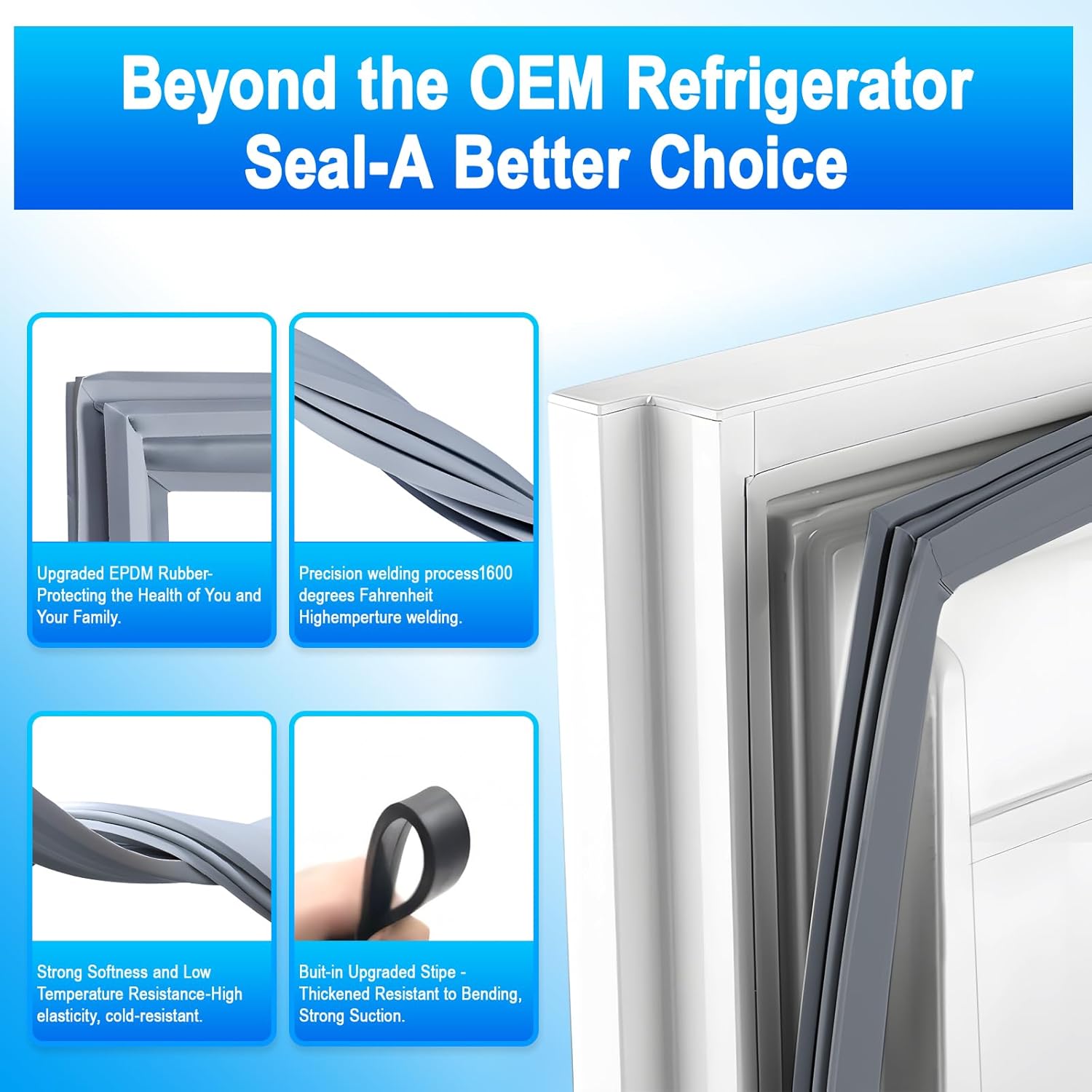 Upgraded 39.57"x16.93" 241778307 241778315 Refrigerator Fresh Food Door Gasket Compatible with Frigidaire Kenmore and Electrolux Refrigerator Door Gasket Seal 1793667 EAP3408461 PS3408461 AP4587413