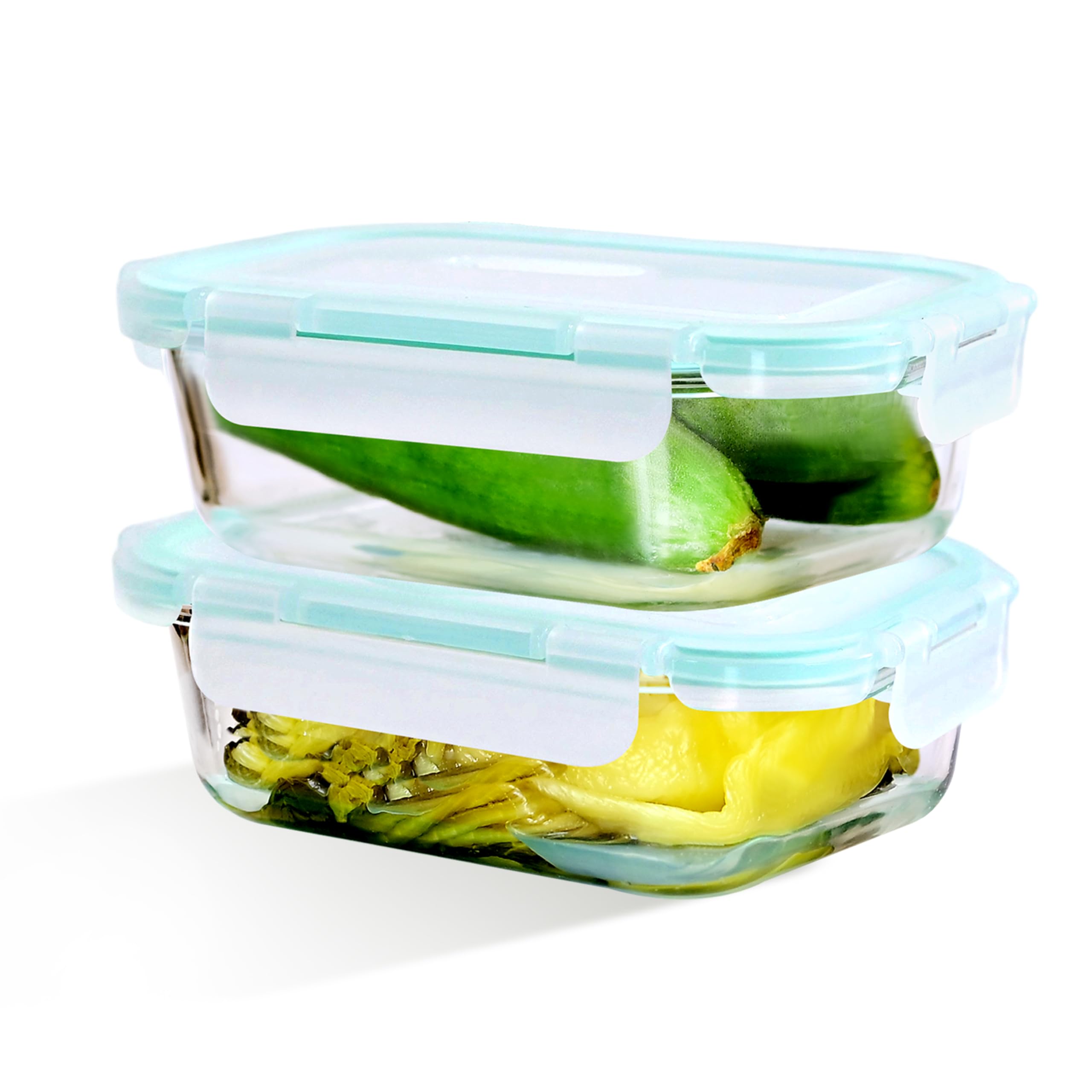 IUGHN 640ml Glass Food Containers With Lids, Set 2 Glass Containers with Lids, Leakproof Seal Food Storage Containers, BPA Free, Meal Prep for Microwave, Oven, Freezer and Dishwasher โ image 1