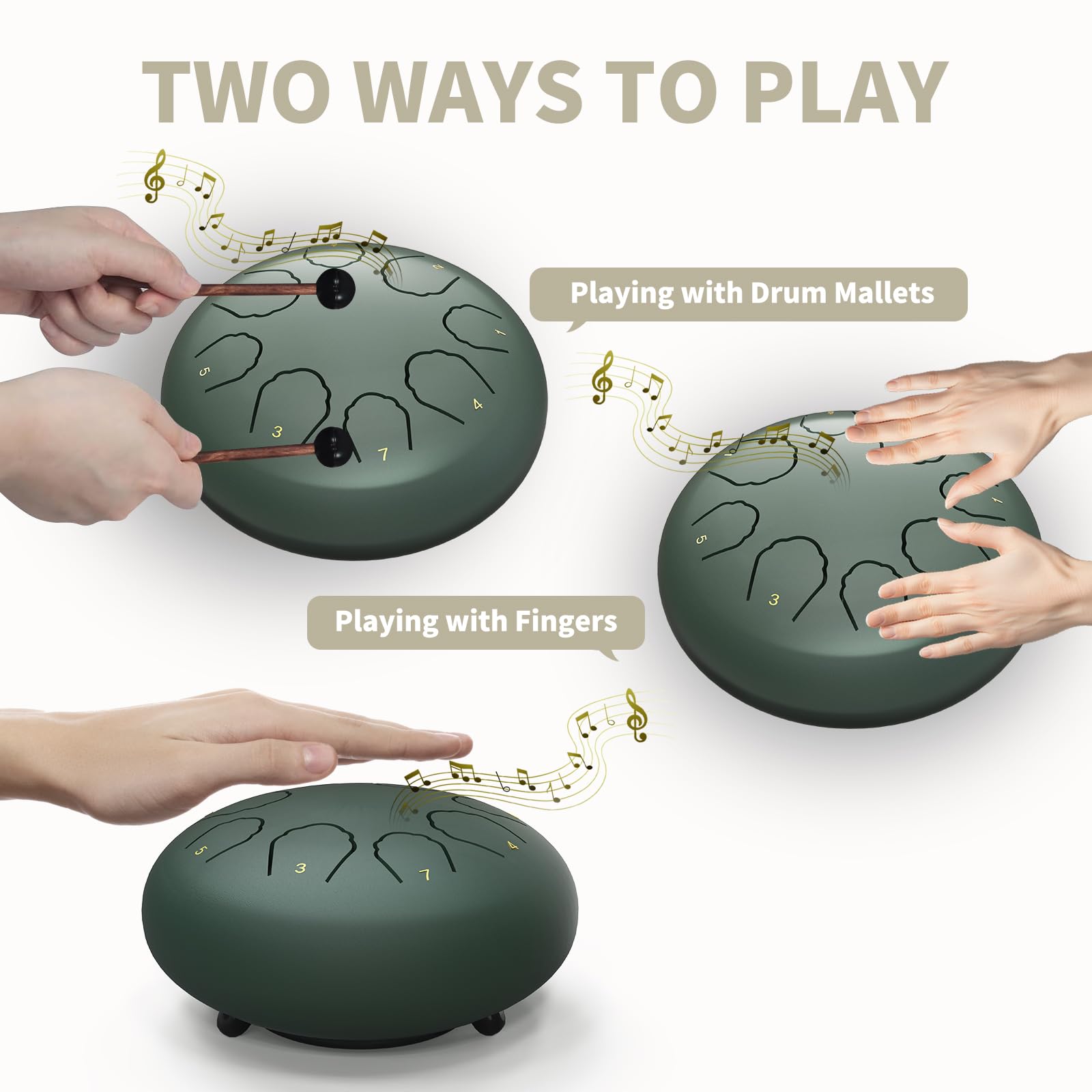Tambor de Lluvia para Exteriores, 8 Notas, 6 Pulgadas, Tambor de lengüeta de Acero, carillón de Lluvia, Tambor de Chakras para Lluvia, Tambor de Lluvia para Exteriores Cuando llueve (Verde)
