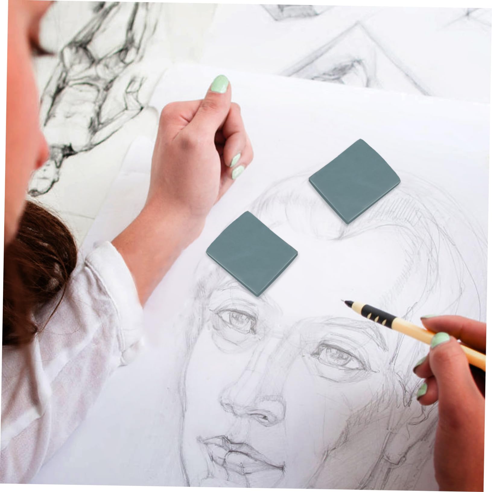 NUOBESTY 5 Juegos Goma De Borrar Borradores De Pintura Borradores De Arte Para Dibujar Escudo De Borrador Gomas De Borrar Amasadas Para Artistas Moldeable Arcilla De Moldear Blue 12 Uds * 5