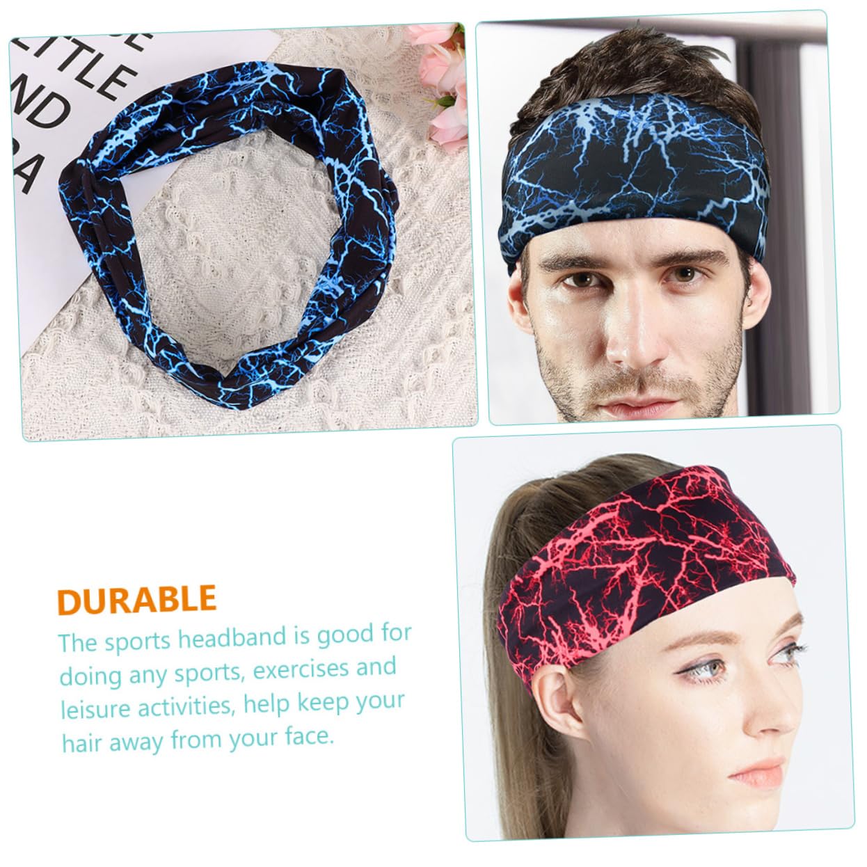 LIOOBO Fitness Antiperspirantgürtel Trainingsstirnbänder Für Frauen Dehnbar Schweißband Haarbänder Für Damenhaar Sport-Stirnband Für Frauen Polyester