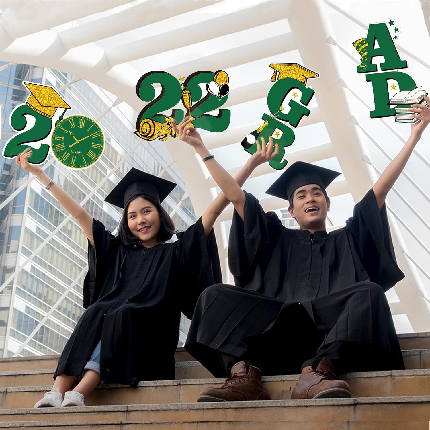 Green and Gold 2023 Grad Yard Signs with Stakes Graduation Party Outdoor Decorations Class of 2023 Decor for Grad Party Favor Supplies Golden Graduation Waterproof Lawn Patio Decorations