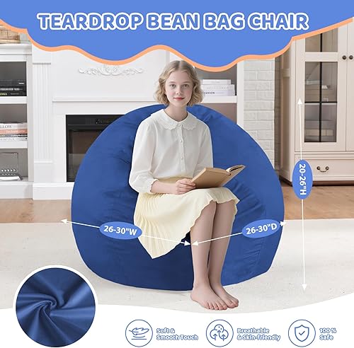 Miniatura 291 de Puf de 5 pies, puf grande con relleno de espuma viscoelástica, sofá puff esponjoso con funda de terciopelo holandés, puf redondo para sala de estar,