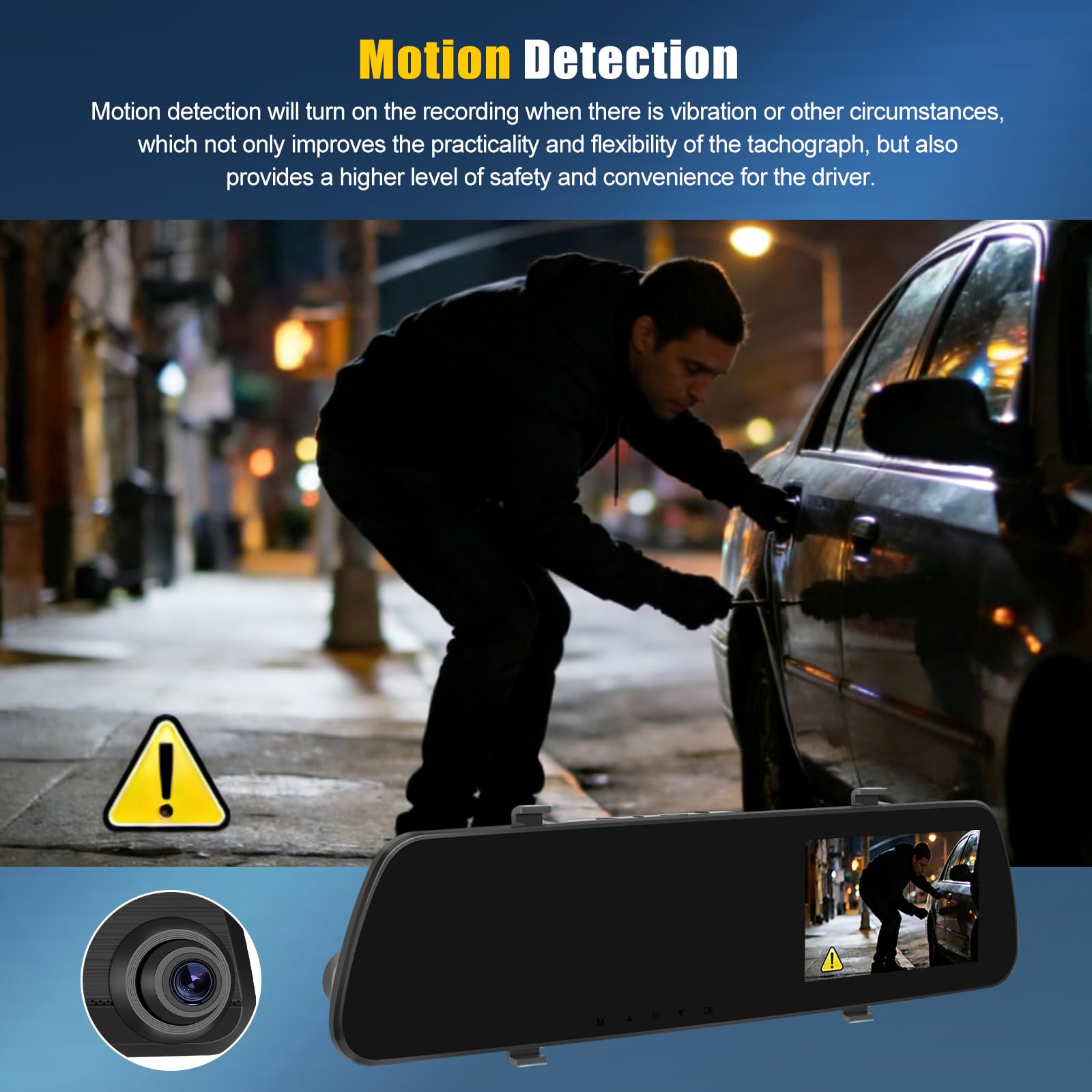 OiLiehu Cámara Salpicadero 1080P HD con Pantalla Táctil 4,0 Pulgadas, 480P Cámara Visión Trasera, Grabación en Bucle, Asistente de Marcha Atrás, Detección de Movimiento, Rotación de Lentes