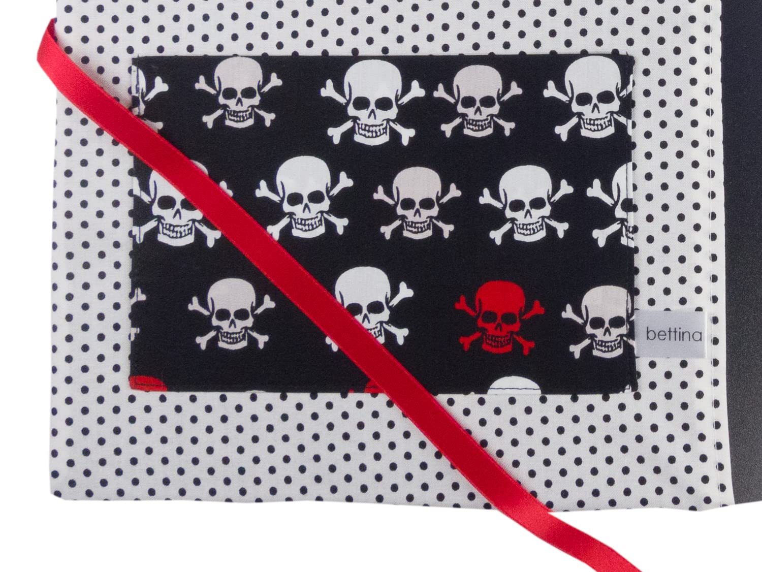 bettina bruder - Zeugnismappe DIN A4 Totenkopf Skulls schwarz weiß rot - innen 30 Sichthüllen