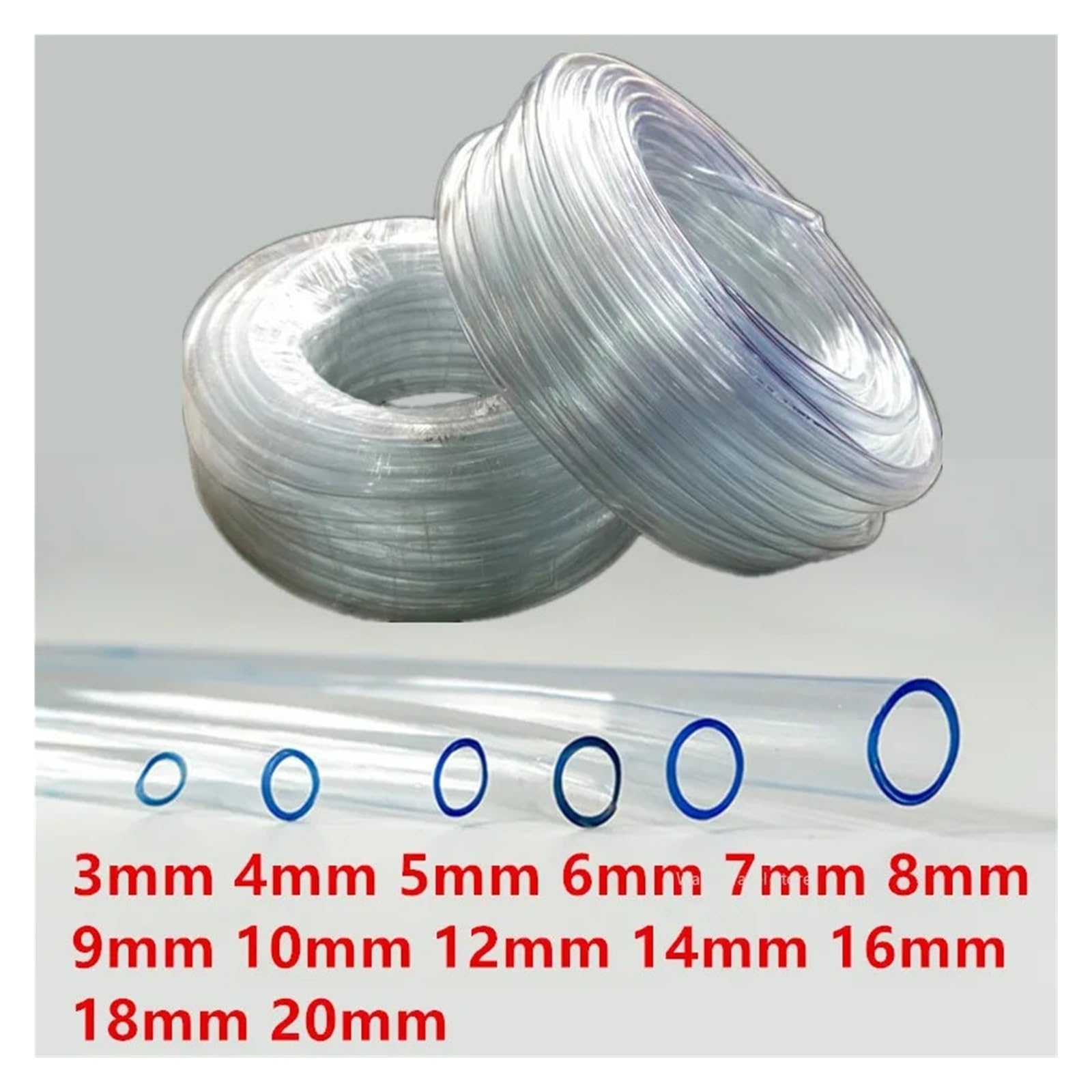 Tubo de PVC Transparente de 8 mm for Agua, mangueras, acuarios, Bombas de Agua, mangueras de jardín de 1, 5, 10 y 15 Metros.(15 Meters,6mm X 8mm)