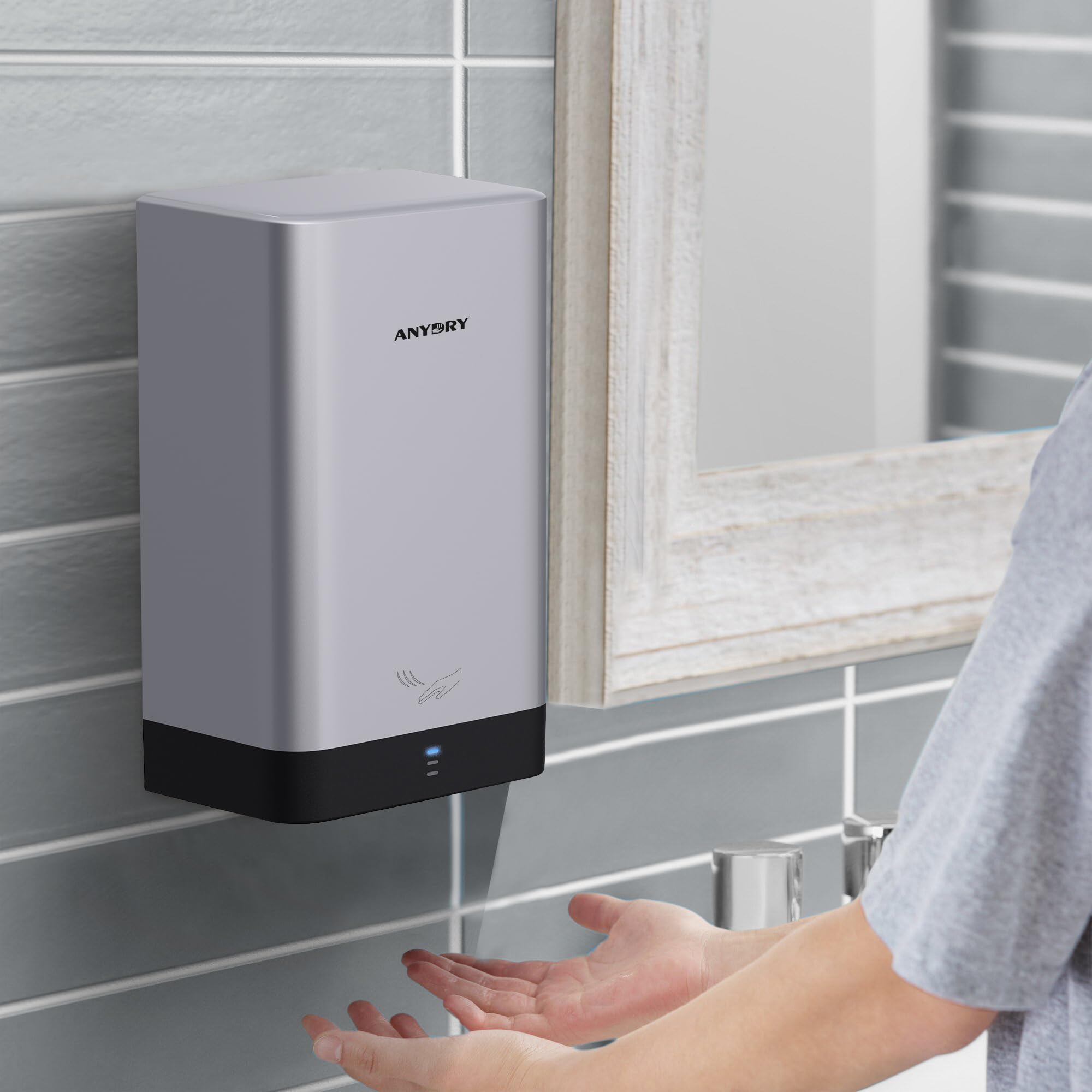 anydry AD2822 Secador de Manos de Alta Velocidad Secador de Manos Eléctrico Automático Comercial o Doméstico Blanco